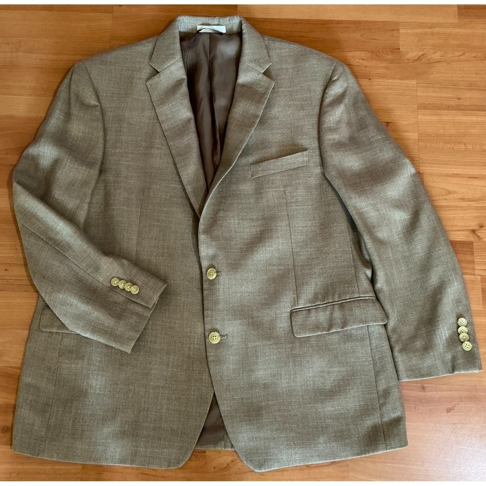Lauren Ralph Lauren 46R Beige Blazer Sport Coat Linen Look Tan 2 Button Mens